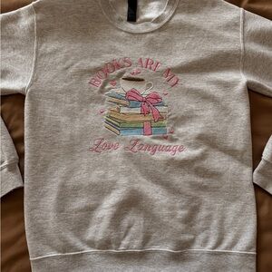 Gray Sweatshirt with Book Embroidery